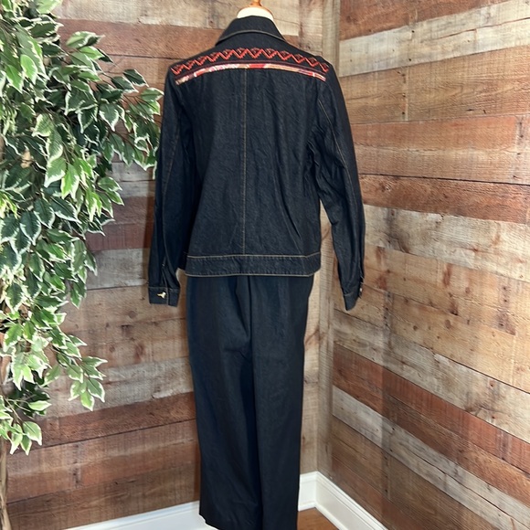 KOOS OF COURSE Vintage Black Denim Jacket Matching Jeans Set NWOT Sz Large - Picture 9 of 15